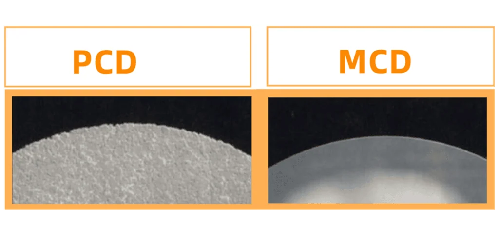 Comparison of Mirror machining effect for PCD and MCD