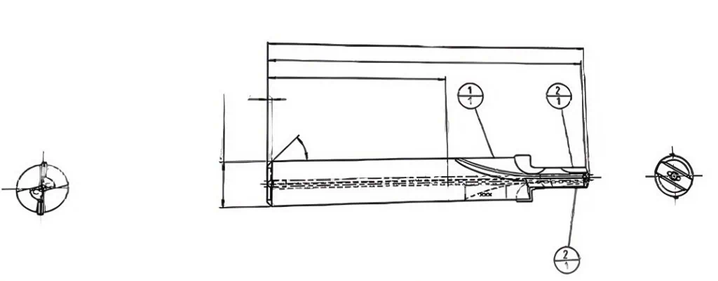 drawing of pcd drill tool with internal cooling