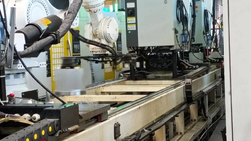 automated robotic machining line for ev housings
