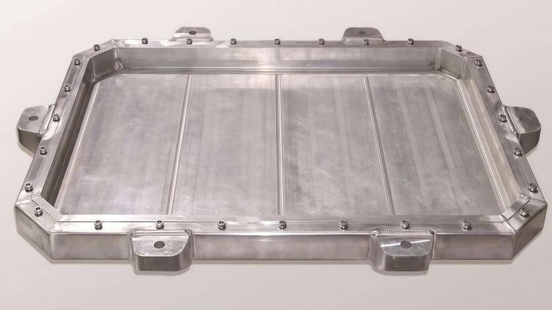 finished extruded aluminum battery tray for electric vehicles