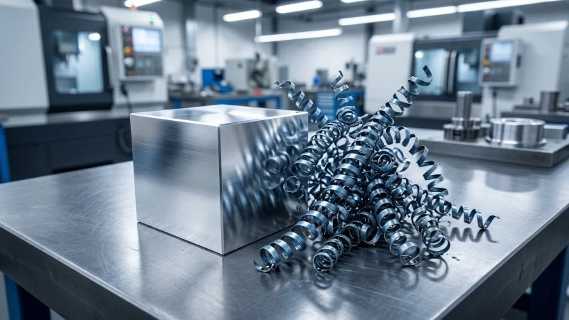 soft aluminum workpiece with long continuous chips