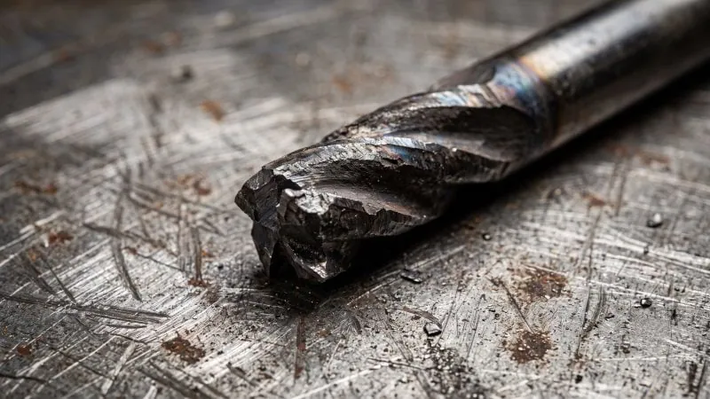 damaged and chipped carbide end mill