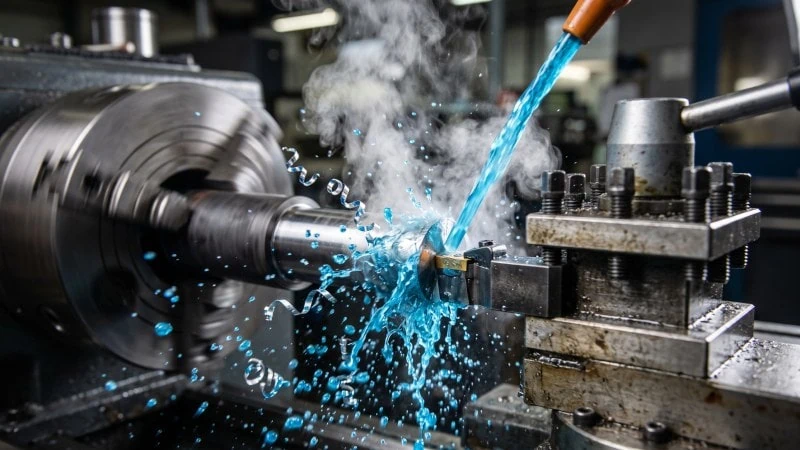 high pressure coolant jet breaking metal chips