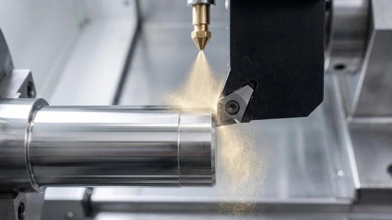 mql aerosol mist on polished steel surface