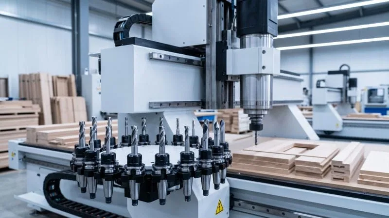automated tool changer magazine on industrial cnc machine