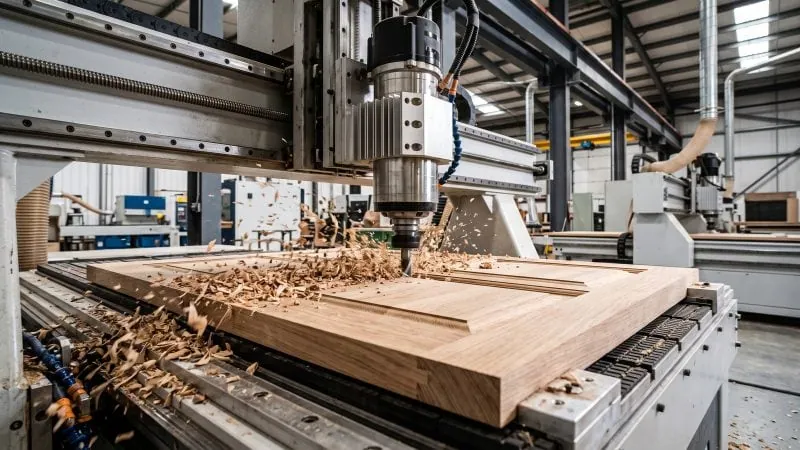industrial cnc routing solid hardwood door panel